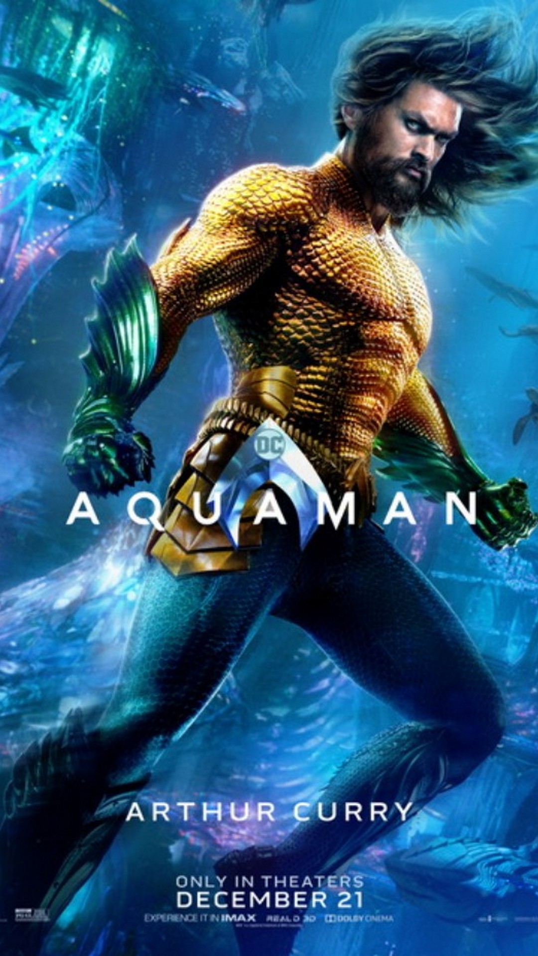 Aquaman Full Movie Poster with resolution 1080x1920 pixel. You can make this wallpaper for your Mac or Windows Desktop Background, iPhone, Android or Tablet and another Smartphone device