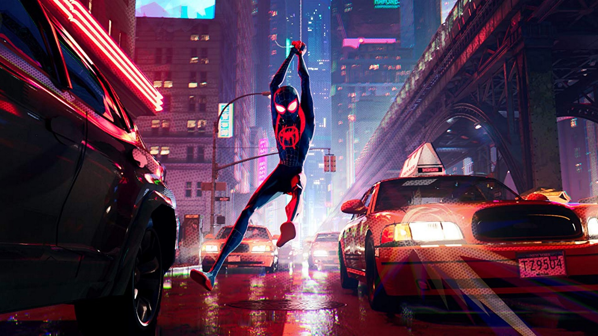 Spider-Man Into the Spider-Verse 2018 Movie Wallpaper with resolution 1920x1080 pixel. You can make this wallpaper for your Mac or Windows Desktop Background, iPhone, Android or Tablet and another Smartphone device
