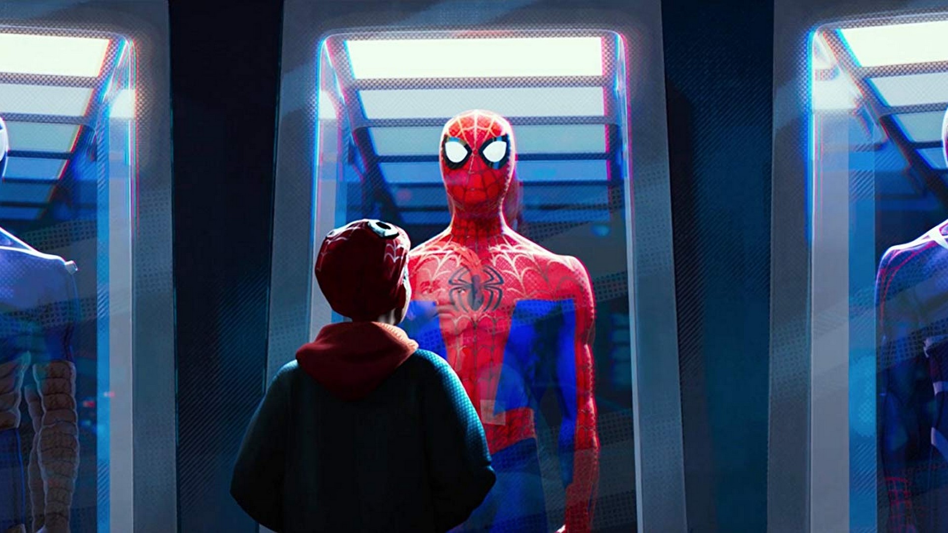 Spider-Man Into the Spider-Verse Poster Wallpaper with resolution 1920x1080 pixel. You can make this wallpaper for your Mac or Windows Desktop Background, iPhone, Android or Tablet and another Smartphone device
