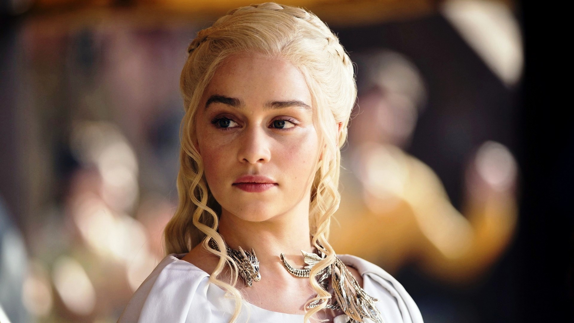 Game of Thrones Cast Emilia Clarke as Daenerys Targaryen Wallpaper with high-resolution 1920x1080 pixel. You can use this poster wallpaper for your Desktop Computers, Mac Screensavers, Windows Backgrounds, iPhone Wallpapers, Tablet or Android Lock screen and another Mobile device