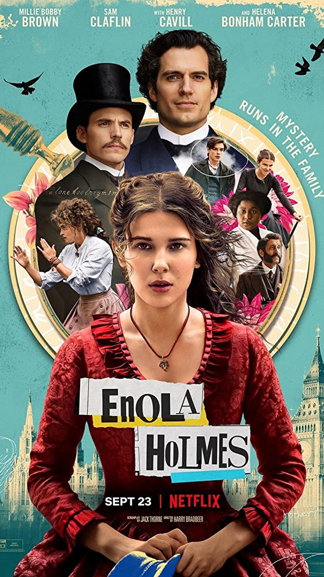 Enola Holmes Movie Poster with high-resolution 1080x1920 pixel. You can use this poster wallpaper for your Desktop Computers, Mac Screensavers, Windows Backgrounds, iPhone Wallpapers, Tablet or Android Lock screen and another Mobile device